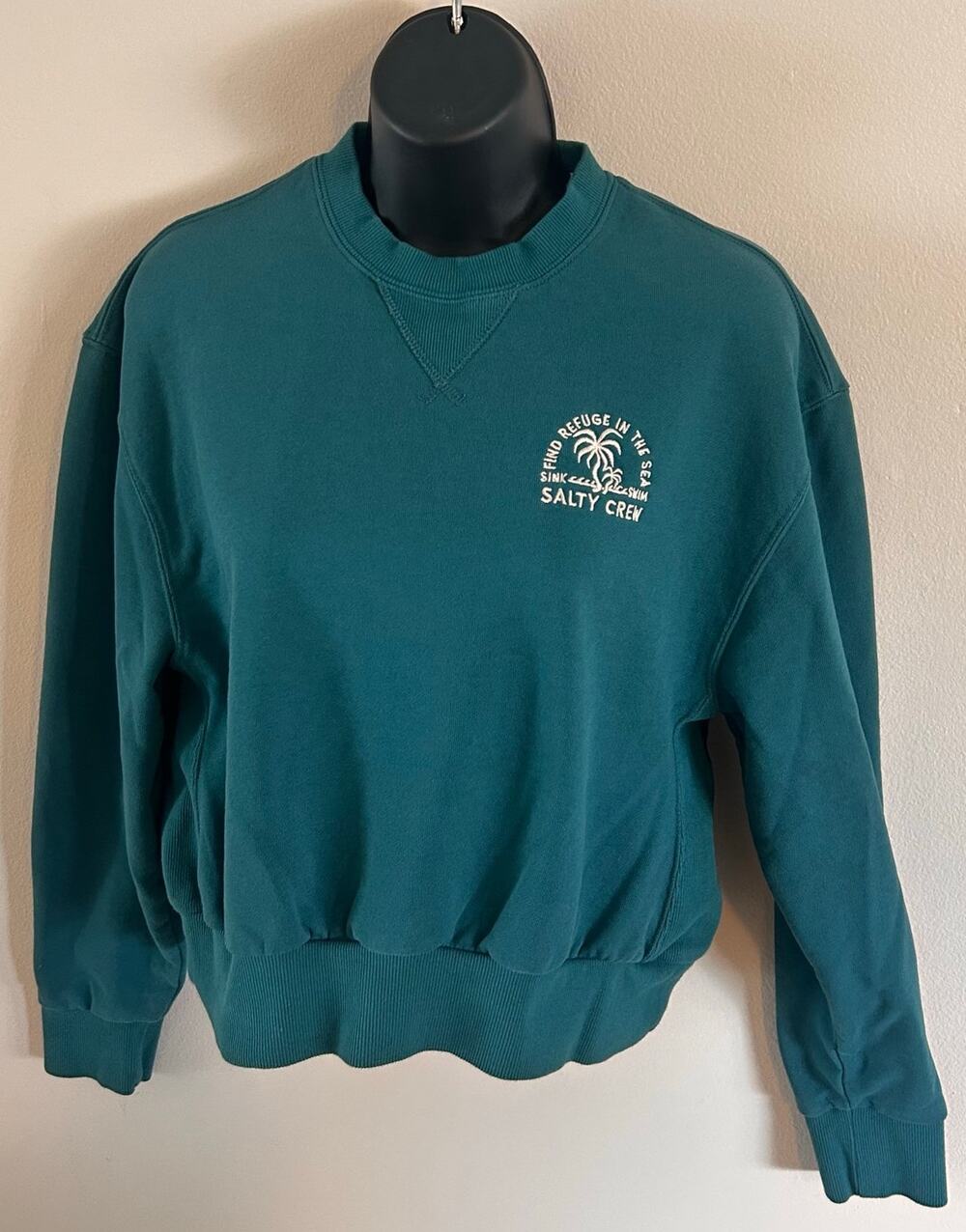 Salty Crew Cozy Sweatshirt, Crew neck Size Small Teal Pullover